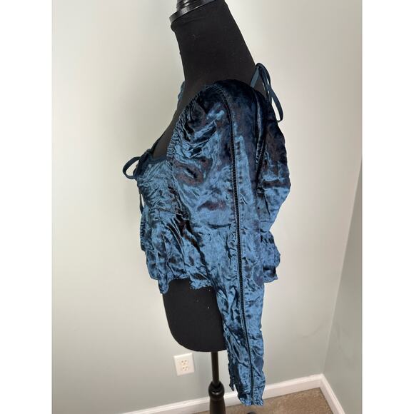 NWOT Free People Bali Heirloom Rose Crushed Velvet Crop Top - Size XS - Picture 6 of 8